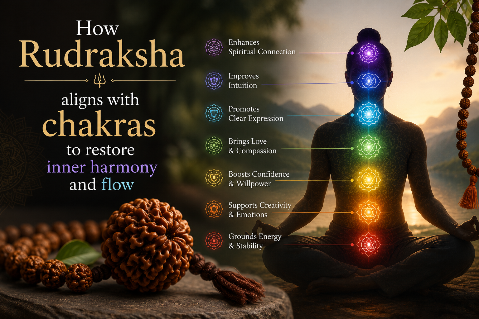 How Rudraksha aligns with chakras to restore inner harmony and flow